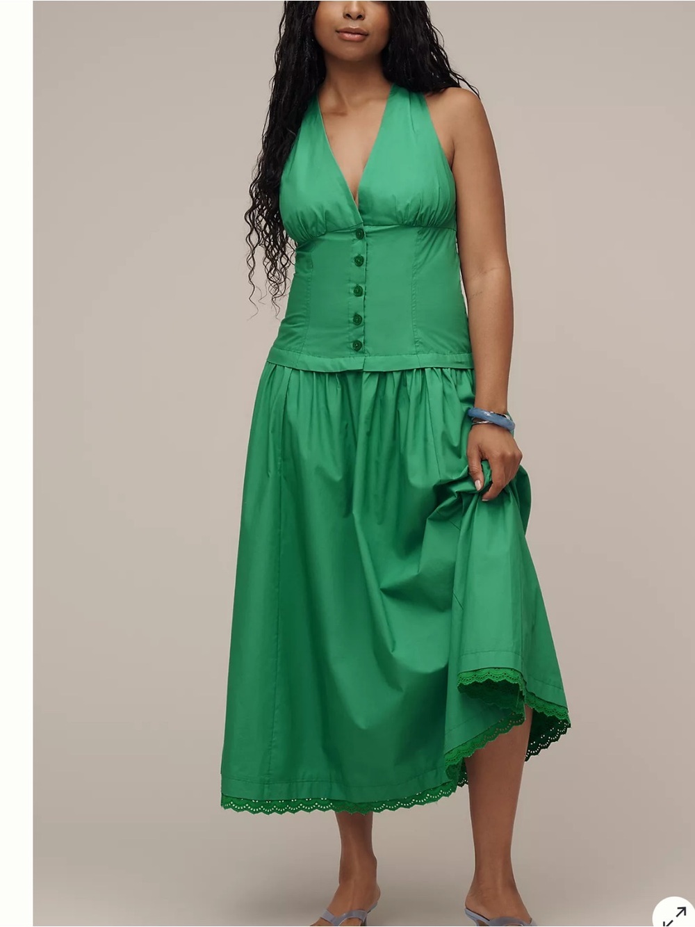 Maeve Halter V-Neck Midi Dress